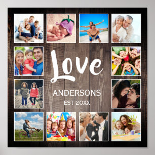 Custom Photo Collage Rustic Farmhouse Love Family Poster