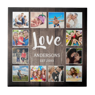 Custom Photo Collage Rustic Farmhouse Love Family Tile