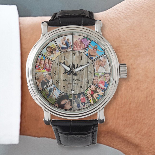 Custom Photo Collage Rustic Farmhouse Watch (Creator Uploaded)