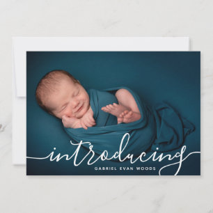Custom Photo Collage Script Overlay Baby Birth Announcement