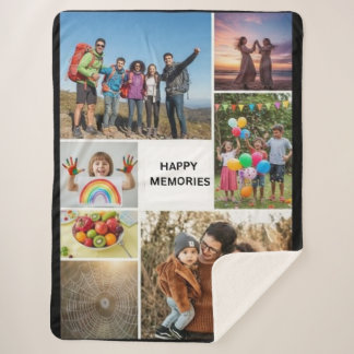 Custom Photo Collage Sherpa Fleece Blanket