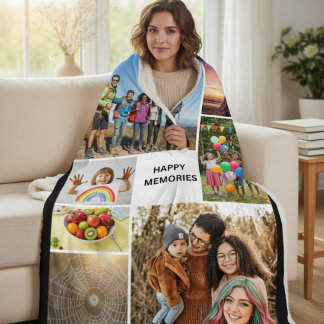 Custom Photo Collage Sherpa Fleece Blanket