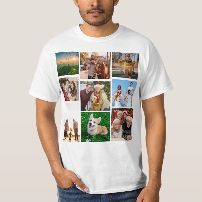 Custom Photo Collage Shirt, Custom 9 Photos   T-Shirt (Front)