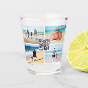 Custom Photo Collage Shot Glass with Your QR Code