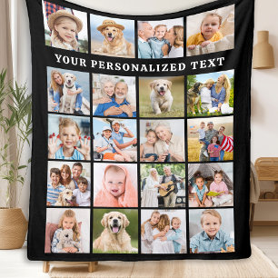 Custom Photo Collage Simple Family 20 Picture Fleece Blanket