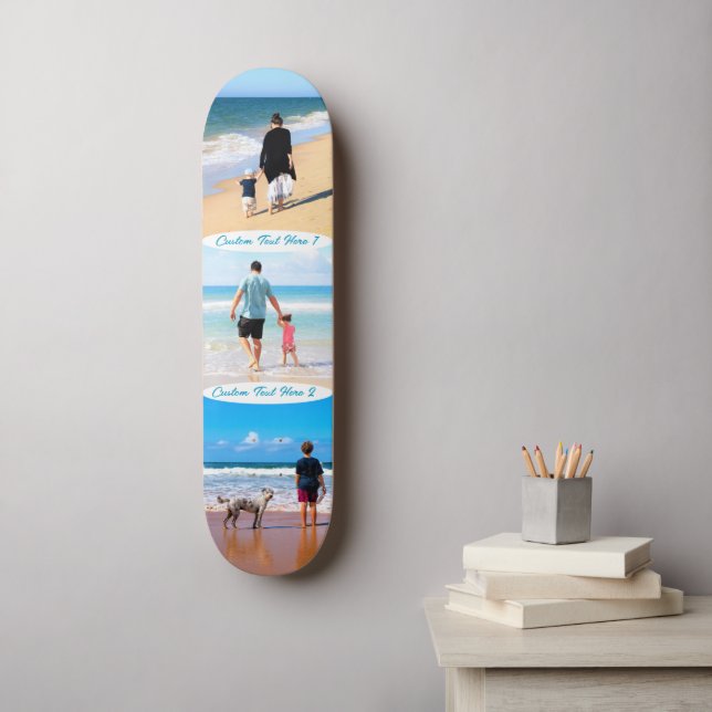 Custom Photo Collage Skateboard Your Photos - Text (Wall Art)