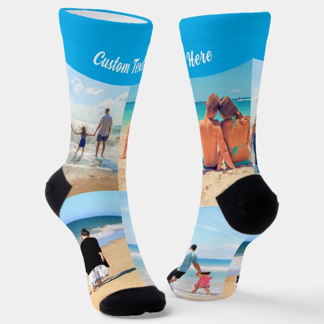 Custom Photo Collage Socks with Text Your Design (Angled)