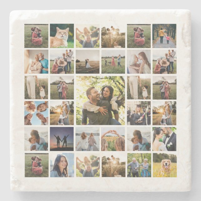 Custom Photo Collage Stone Coaster (Front)