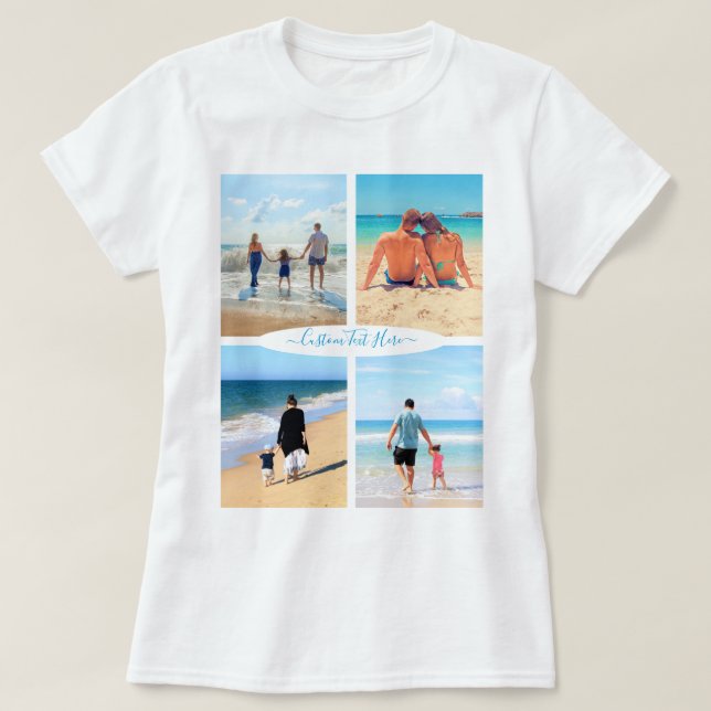 Custom Photo Collage T-Shirt Gift - Your Text Name (Design Front)