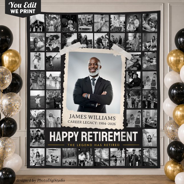 Custom Photo Collage Tapestry, Retro Retirement Tapestry (Custom Photo Collage Tapestry, Retro Retirement Tapestry)