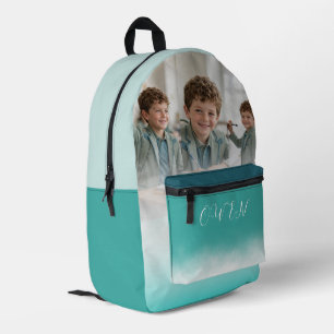 Custom Photo Collage Teal Ombre Personalised Schoo Printed Backpack