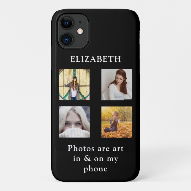 Custom Photo Collage Template With Text Black Case-Mate iPhone Case (Back)