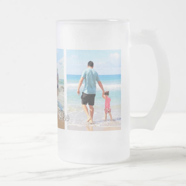 Custom Photo Collage Text Glass Beer Mug Template (Right)