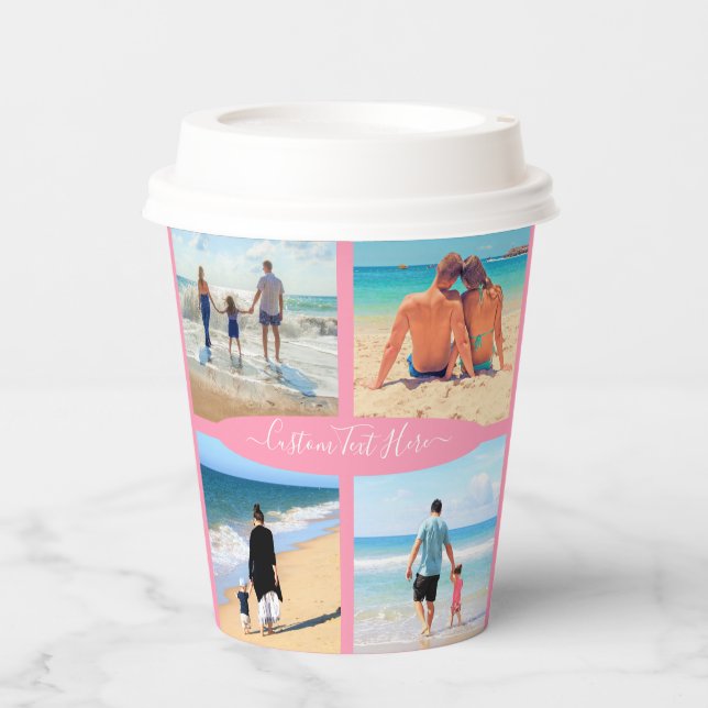 Custom Photo Collage Text Paper Cups Personalised (Front)