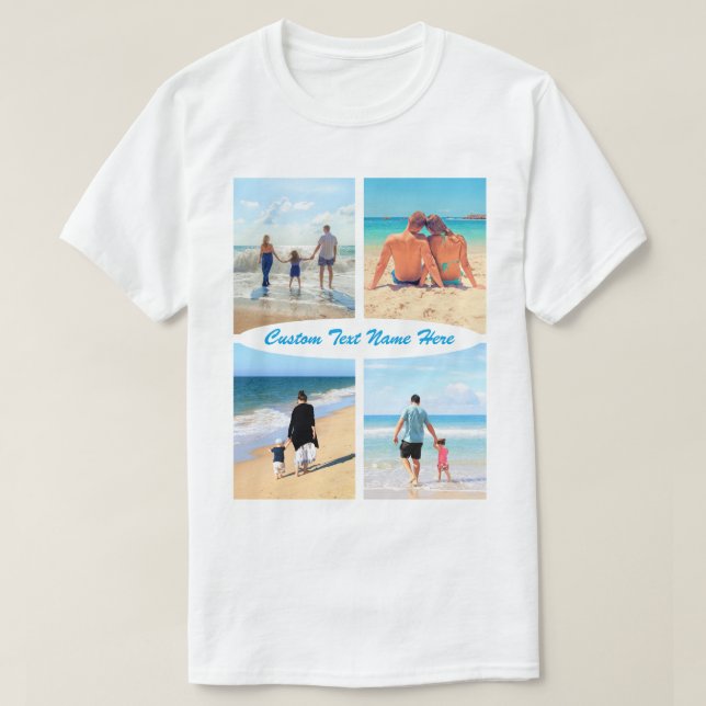 Custom Photo Collage Text T-Shirt Your Photos Gift (Design Front)