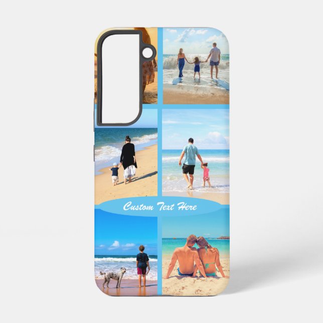 Custom Photo Collage Text Your Family Photos Samsung Galaxy S22 Case (Back)