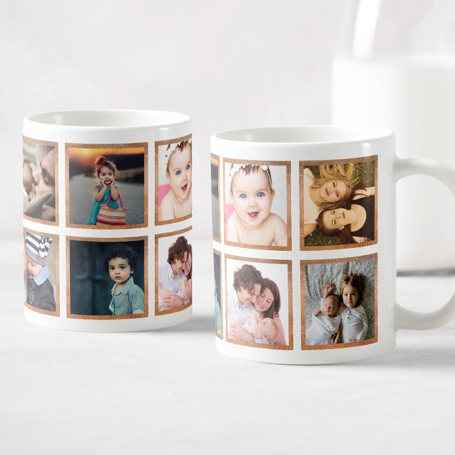 Custom Photo Collage Trendy Rose Gold Coffee Mug (Creator Uploaded)