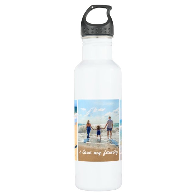 Custom Photo Collage Water Bottle Your Family Gift (Front)