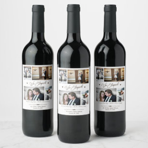 Custom Photo Collage We Eloped Wedding Wine Label