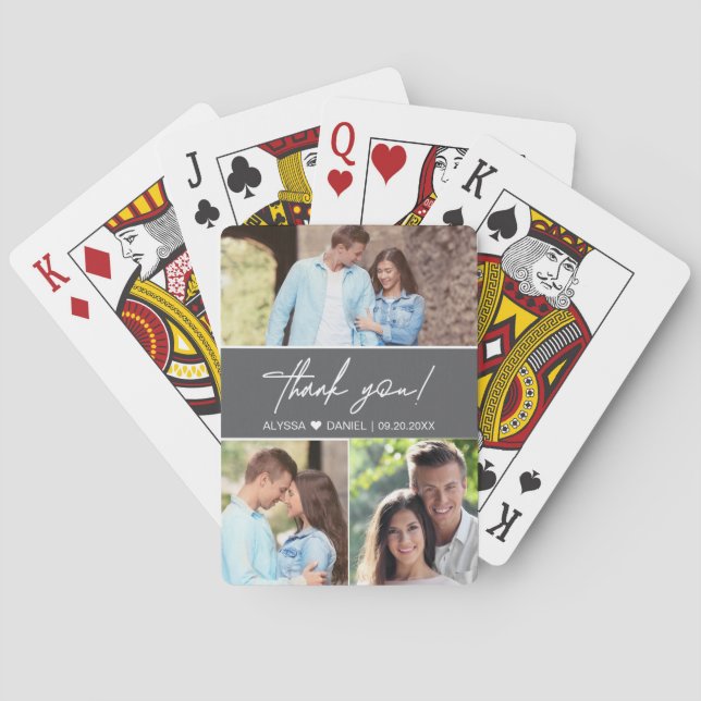 Custom Photo Collage Wedding Thank you favour Playing Cards (Back)