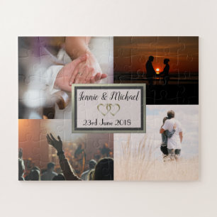 Custom Photo Collage Wedding Themed Jigsaw Puzzle