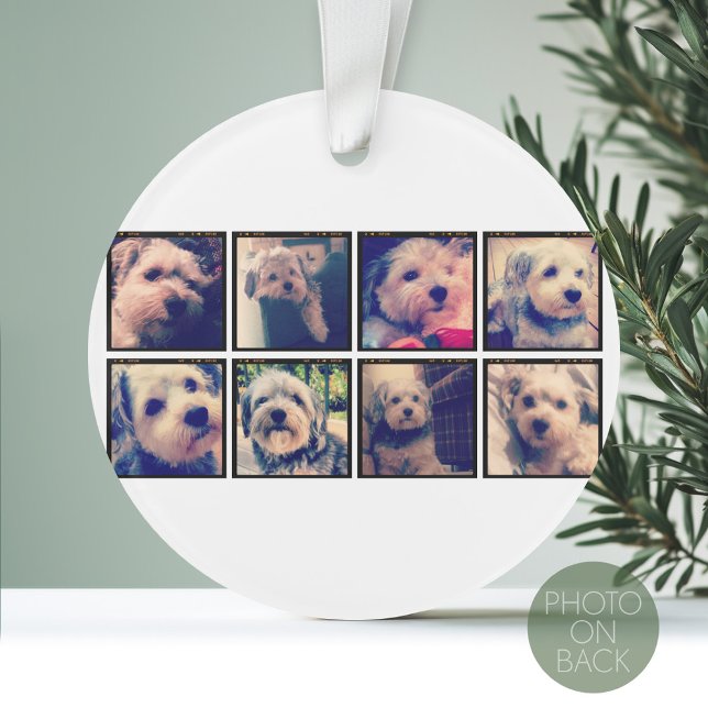 Custom Photo Collage with Square Photos Ornament (Personalized Photo Ornament with a Photo also on the back)
