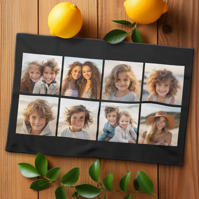 Custom Photo Collage with Square Photos Tea Towel (Custom Kitchen Towel with Photo Collage)