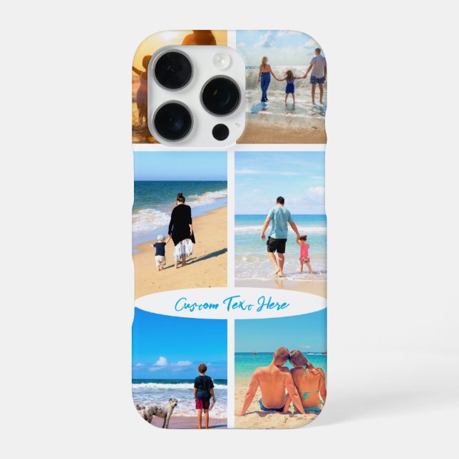 Custom Photo Collage with Your Photos and Text iPhone Case (Back)