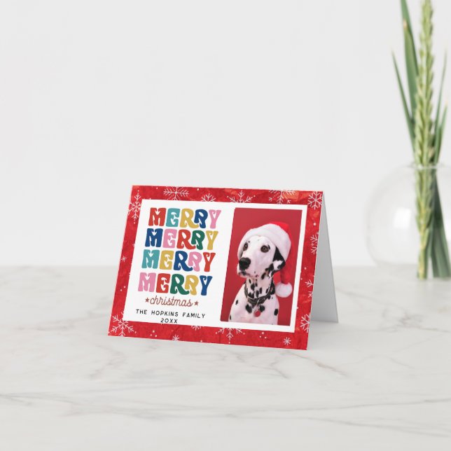 Custom Photo Colourful Christmas Flat Holiday Card (Front)