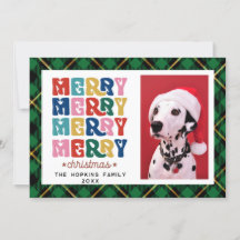 Custom Photo Colourful Christmas Flat Holiday Card
