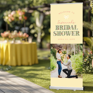 Custom Photo Colourful Floral Yellow Bridal Shower Retractable Banner