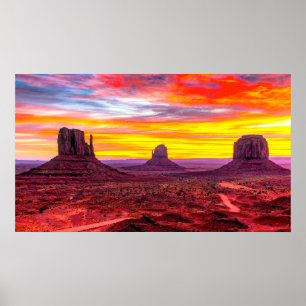 Custom photo colourful sunset Monument Valley Utah Poster