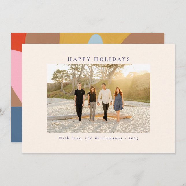 Custom Photo Colourful Unique Abstract Happy Holiday Card (Front/Back)