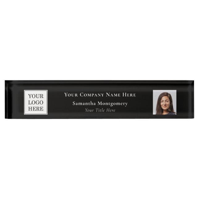 Custom Photo Company Logo Business Name Title Nameplate (Front)