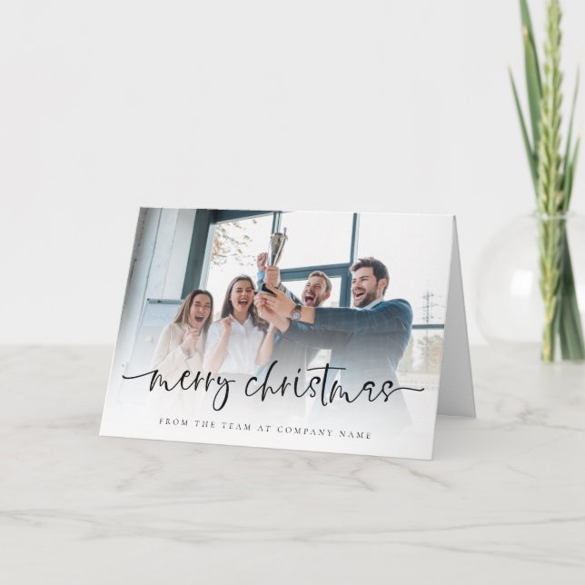 Custom Photo Company Logo Merry Christmas Folded Holiday Card (Front)