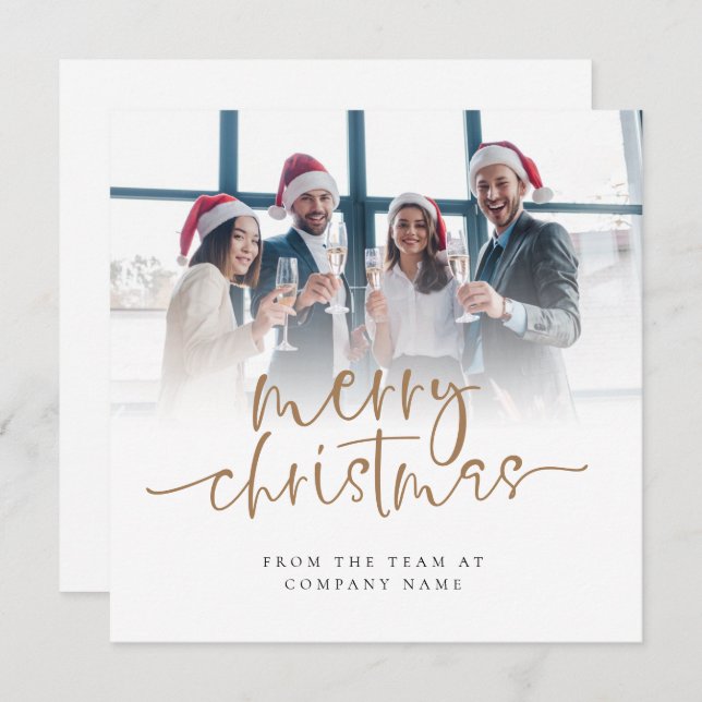 Custom Photo Company Script Merry Christmas Holiday Card (Front/Back)