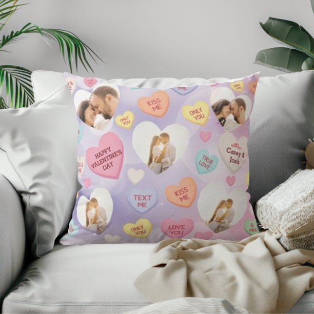 Custom Photo Conversation Candy Hearts  Cushion (Creator Uploaded)