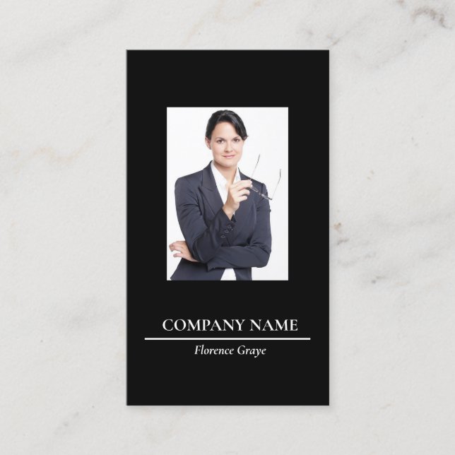 Custom photo corporate black business card (Front)