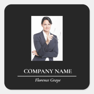 Custom photo corporate black square sticker