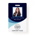 Custom Photo Corporate Employee Barcode Blue