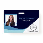 Custom Photo Corporate Employee Name Barcode Blue