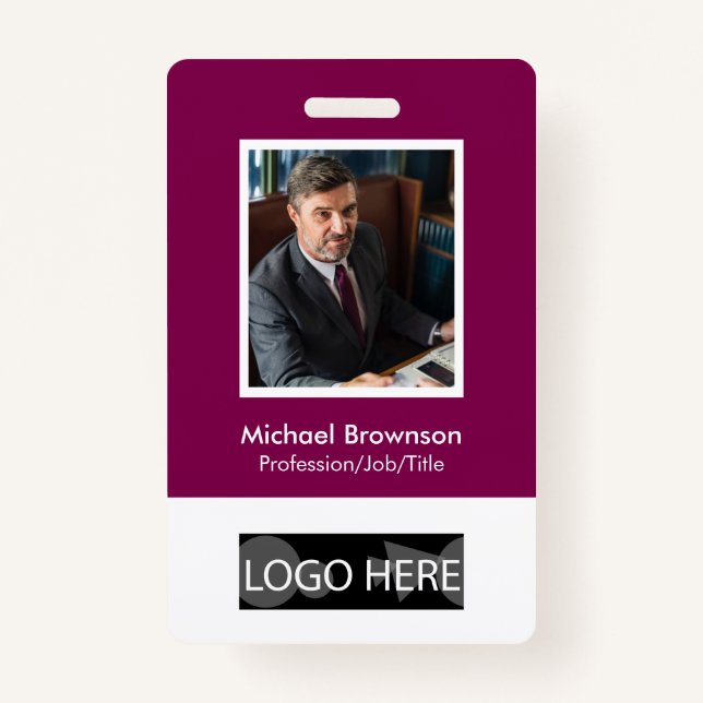 Custom Photo Corporate Employee Name Barcode ID Badge (Front)