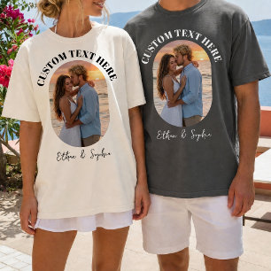 Custom Photo Couple and Text Anniversary Gift T-Shirt