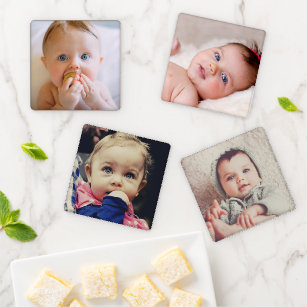 Custom Photo Create Your Own Add Picture Square Coaster Set