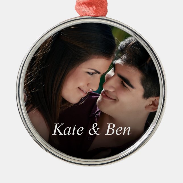 Custom Photo Create Your Own Couples Metal Tree Decoration (Front)