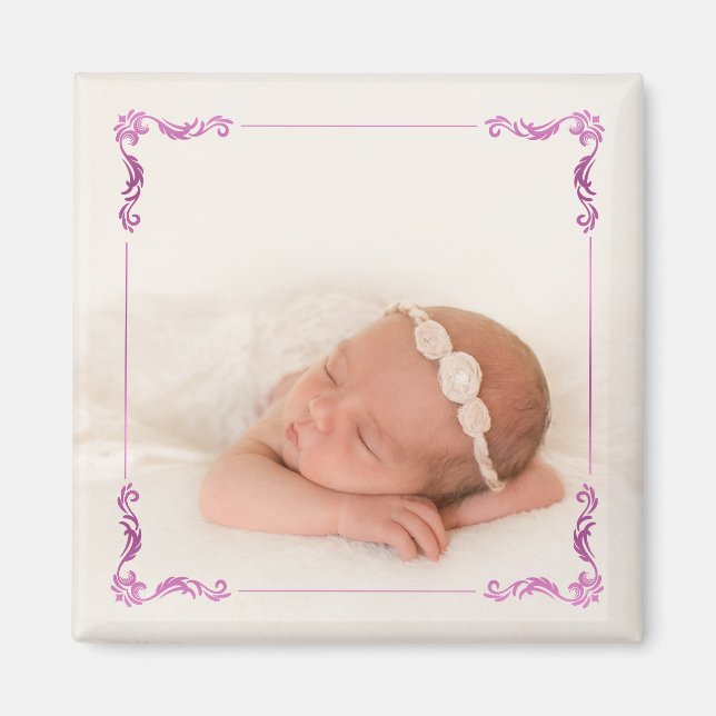 Custom Photo | Create Your Own Purple Pink Magnet (Front)