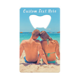 Custom Photo Credit Card Bottle Opener with Text