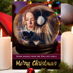Custom Photo Crystal Snowglobe, Christmas Lights