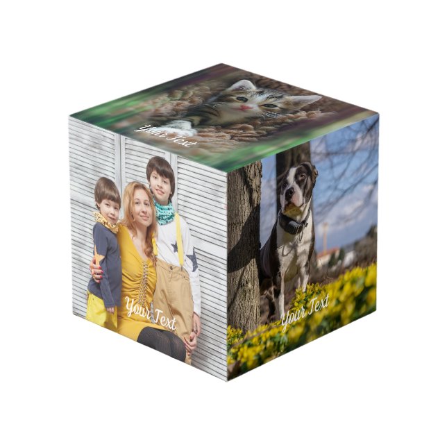 Custom Photo Cube with Text Personalised Design (Front Angled)