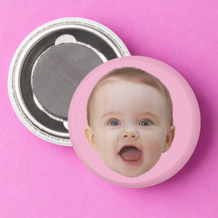 Custom Photo , Custom Photo Face Pink Magnet